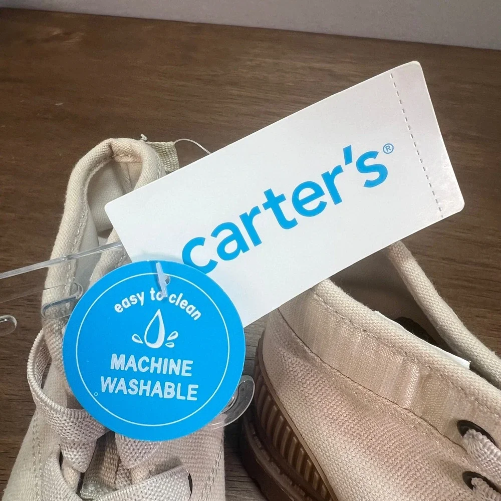 Carter's Cisco Toddler Shoes Unisex ‎ Ivory Canvas Lace Up Combat Boots Size 10